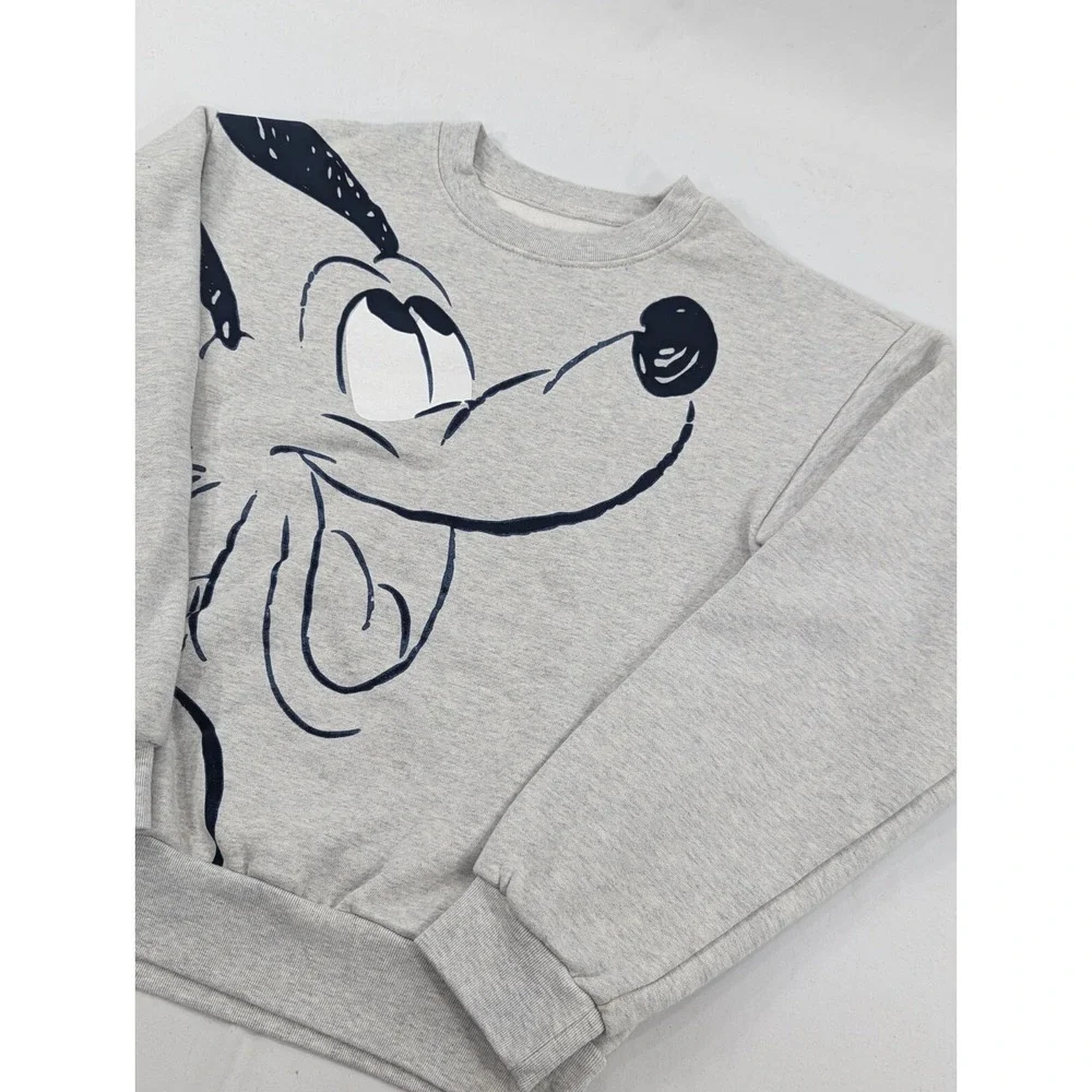Disney Pluto Sweatshirt Adult Size XS Gray Heavyweight Big Print Vintage RARE